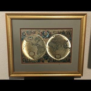 Colored-and-etched upon golden-foil map